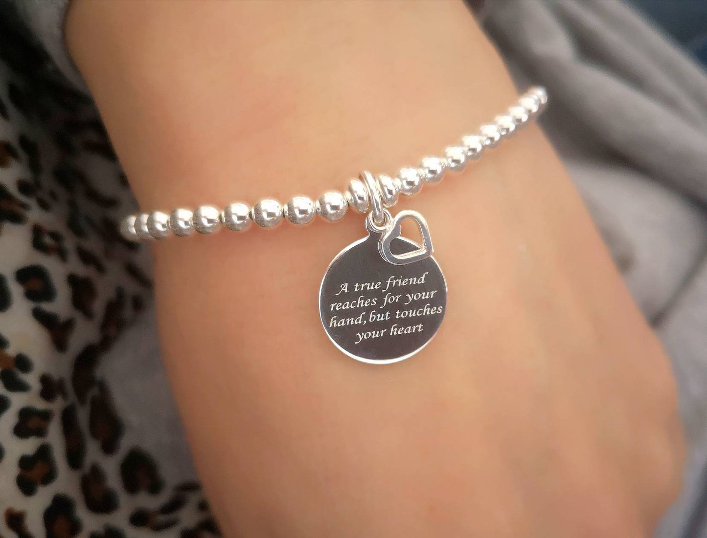 Sterling Silver True Friend Bracelet With Love Jewellery UK