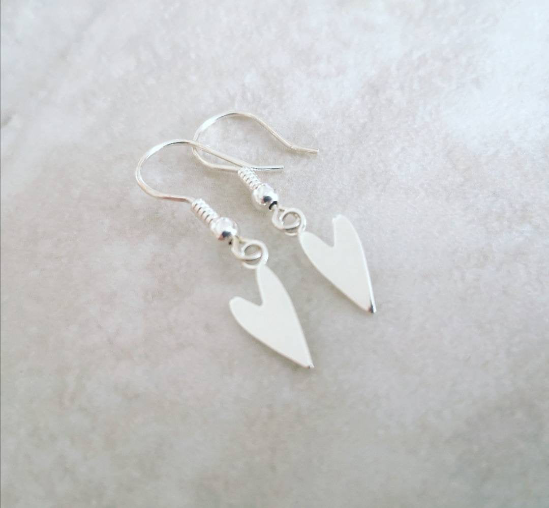 Sterling Silver Heart Drop Earrings - With Love Jewellery UK
