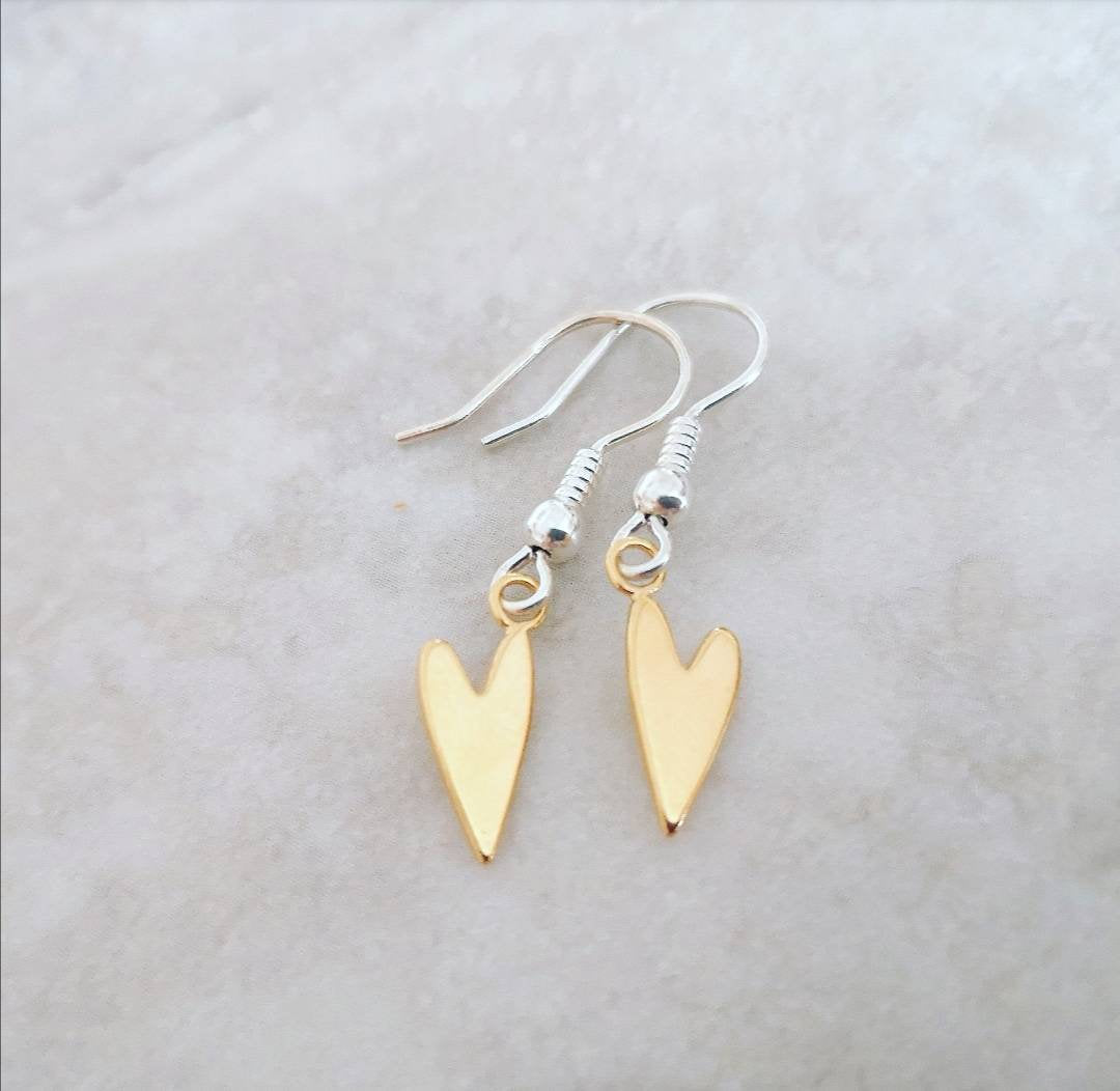 Sterling Silver Heart Drop Earrings - With Love Jewellery UK