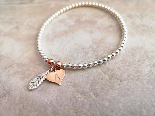 Personalised Sterling Silver Feather Bracelet