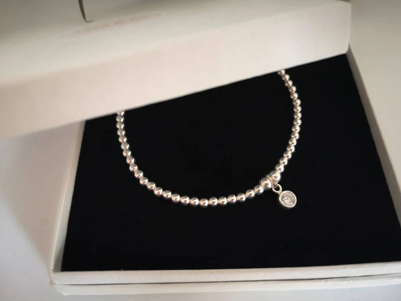 Sterling Silver April Birthstone Bracelet (Clear Crystal) With Love Jewellery UK