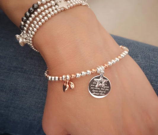 Sterling Silver Good Friends Are Like Stars Bracelet With Love Jewellery UK