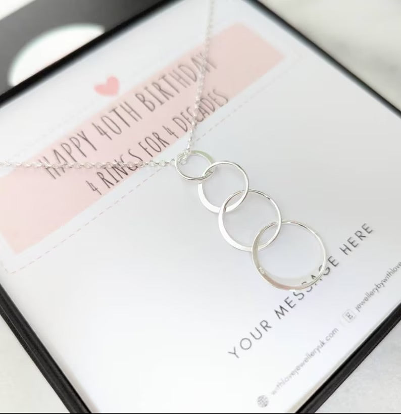 40th Birthday Necklace - Rose Gold or Sterling Silver With Love Jewellery UK