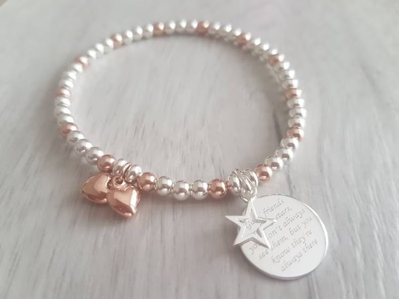 Sterling Silver Good Friends Are Like Stars Bracelet With Love Jewellery UK