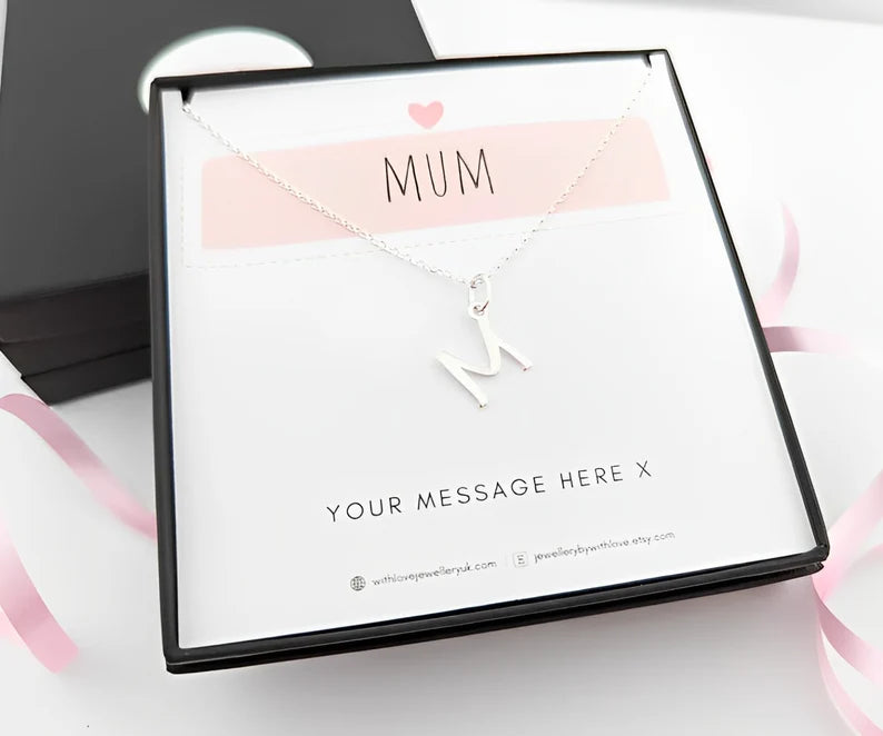 Mum Initial Necklace With Love Jewellery UK