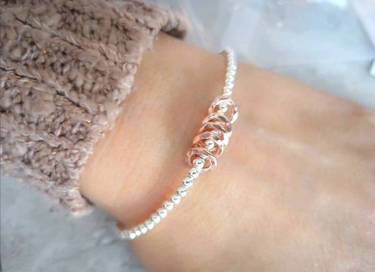 Sterling Silver Birthday Bracelet (20th, 30th, 40th, 50th, 60th, 70th, 80th or 90th birthday) FREE Personalised Message Card