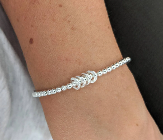 Sterling Silver Birthday Bracelet (20th, 30th, 40th, 50th, 60th, 70th, 80th or 90th birthday) With Love Jewellery UK